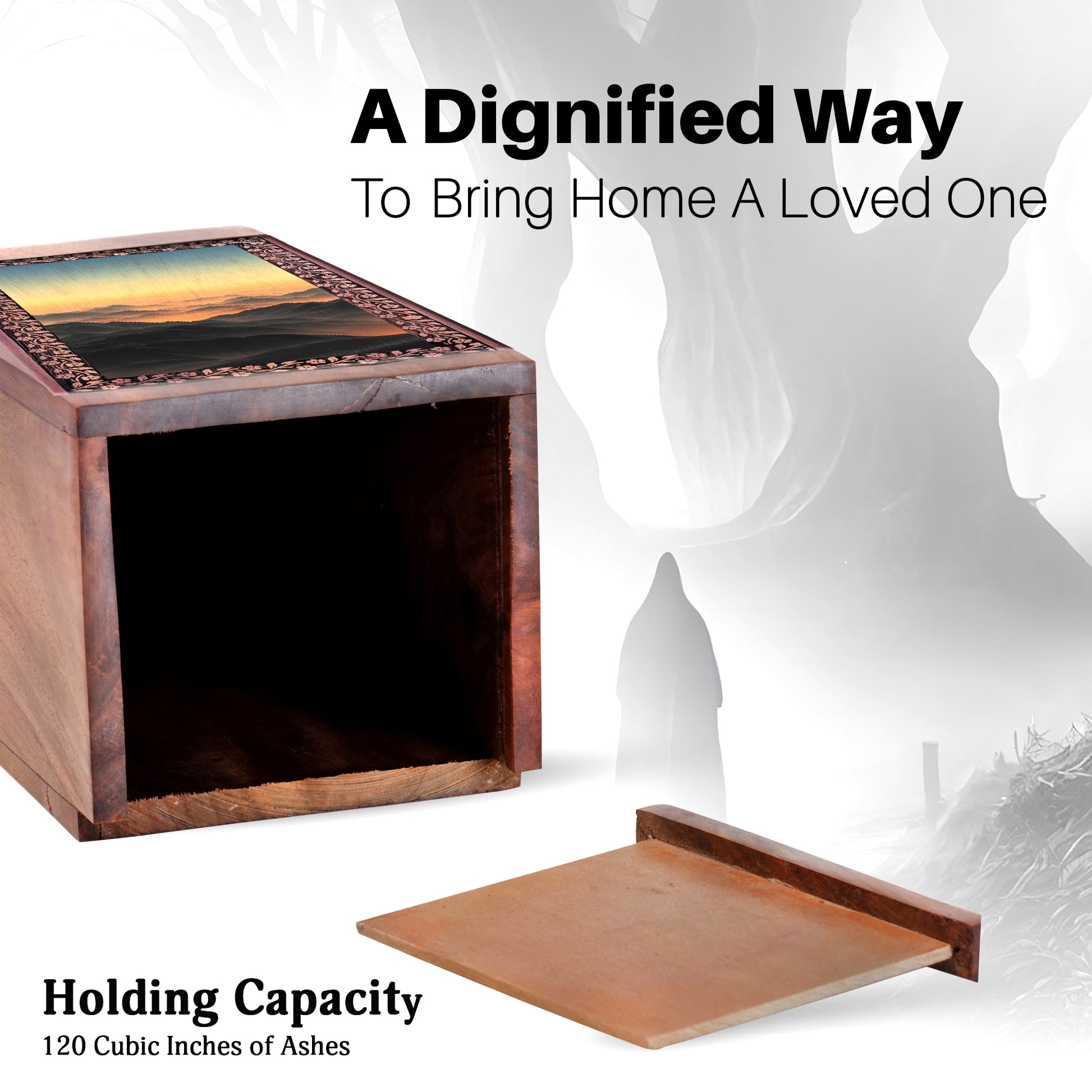 Mountains Printed Urn For Loved Ones - Handmade Cremation Urn For Ashes