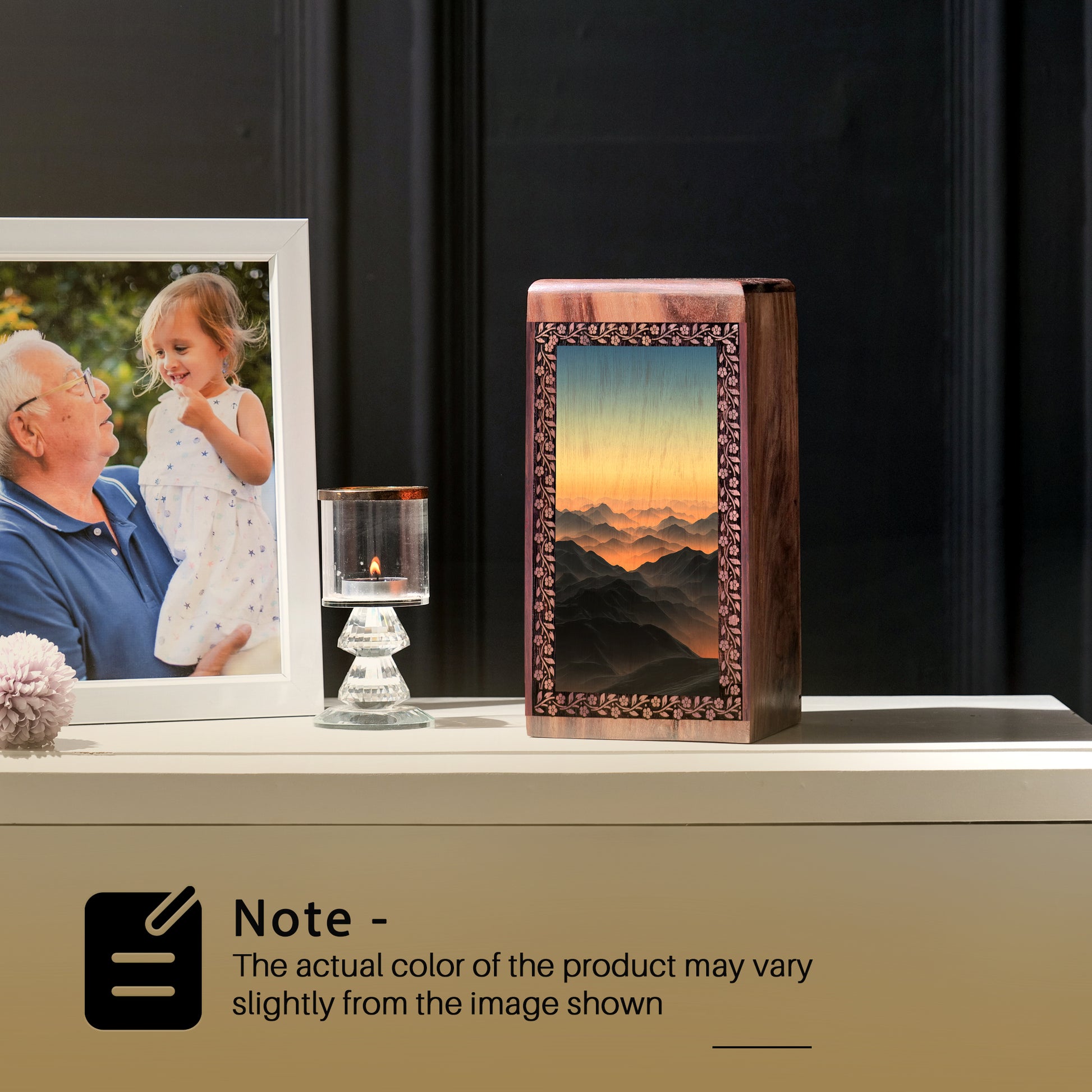 Mountains Printed Urn For Loved Ones - Handmade Cremation Urn For Ashes