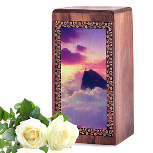 Mountain Cliff Urn For Memorial - Wooden Urn For Ashes Burial