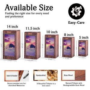 Mountain Cliff Urn For Memorial - Wooden Urn For Ashes Burial