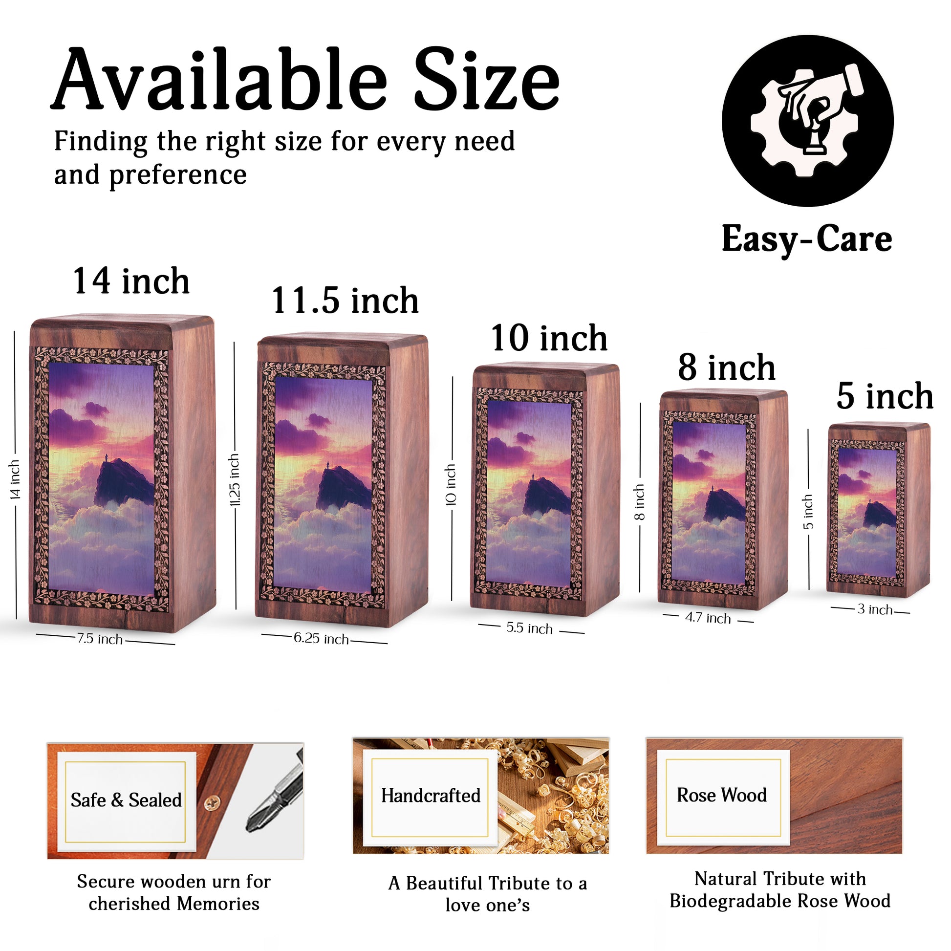 Mountain Cliff Urn For Memorial - Wooden Urn For Ashes Burial