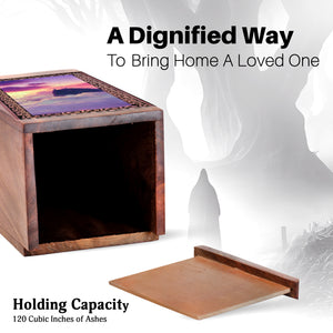 Mountain Cliff Urn For Memorial - Wooden Urn For Ashes Burial