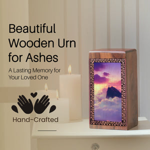 Mountain Cliff Urn For Memorial - Wooden Urn For Ashes Burial