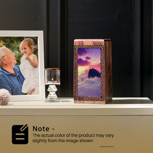 Mountain Cliff Urn For Memorial - Wooden Urn For Ashes Burial