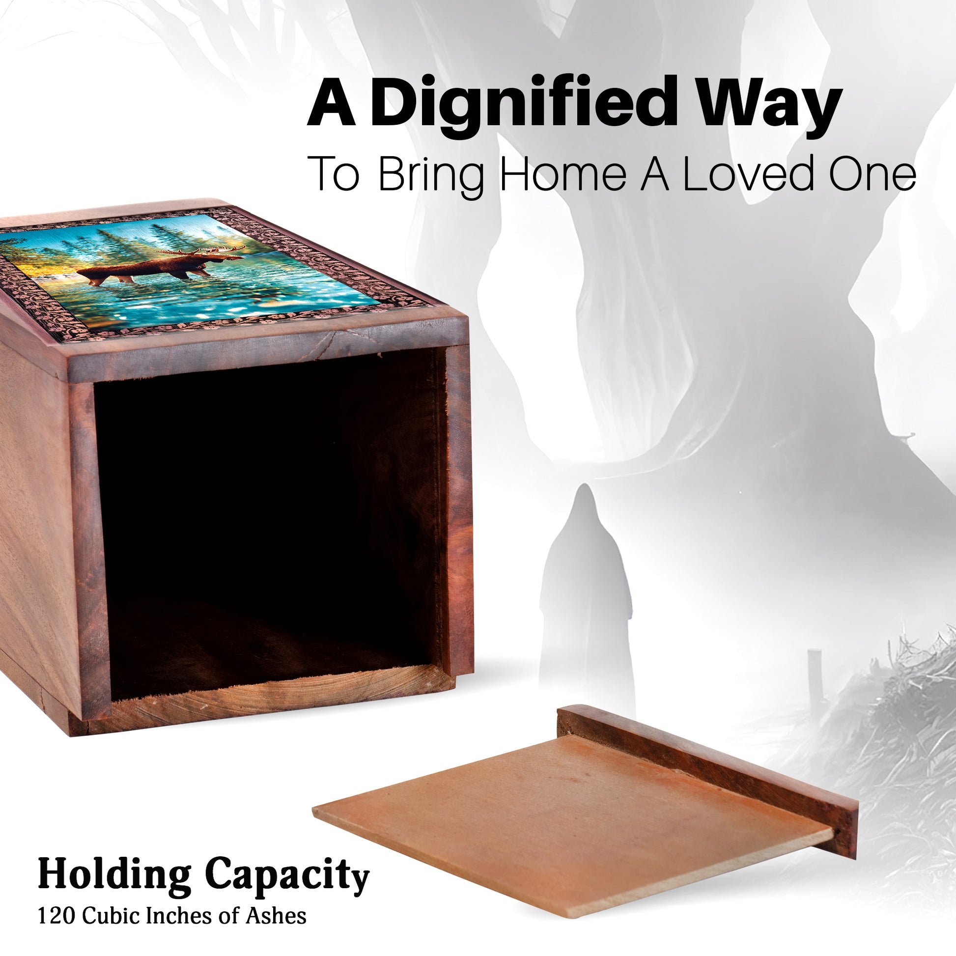 Moose Wooden Urns For Ashes - Wooden Cremation Urn For Human Ashes