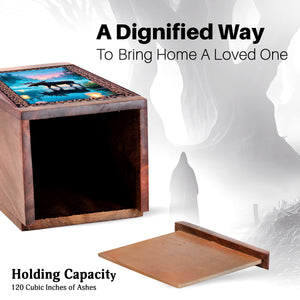 Moose Wooden Urns For Human Ashes - Forest Themed Wooden Urns For Ashes