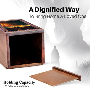 Walking Tiger Wooden Urn - Forest Night Wooden Memorial Urns For Ashes