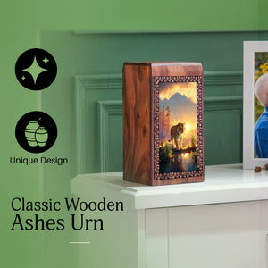 Scary Tiger Wooden Memorial Urns - Sunset Wooden Urns For Human Ashes