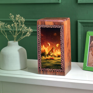 Tiger Themed Resting Wooden Box - Wooden Memorial Urns For Man & Women Ashes