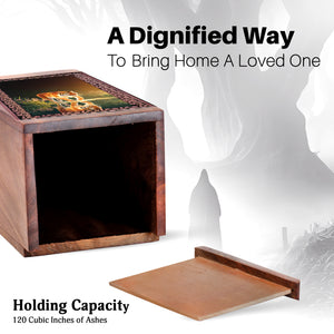 Tiger Cremation Urn Box For Men - Ashes Cremation Box For Ground Burial