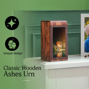 Tiger Cremation Urn Box For Men - Ashes Cremation Box For Ground Burial