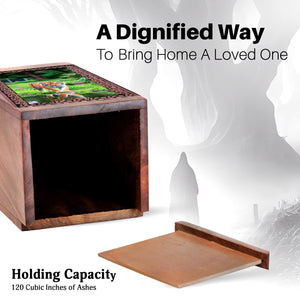 Tiger Cremation Ashes Urn For Men & Women - Wooden Urns For Ashes Burial