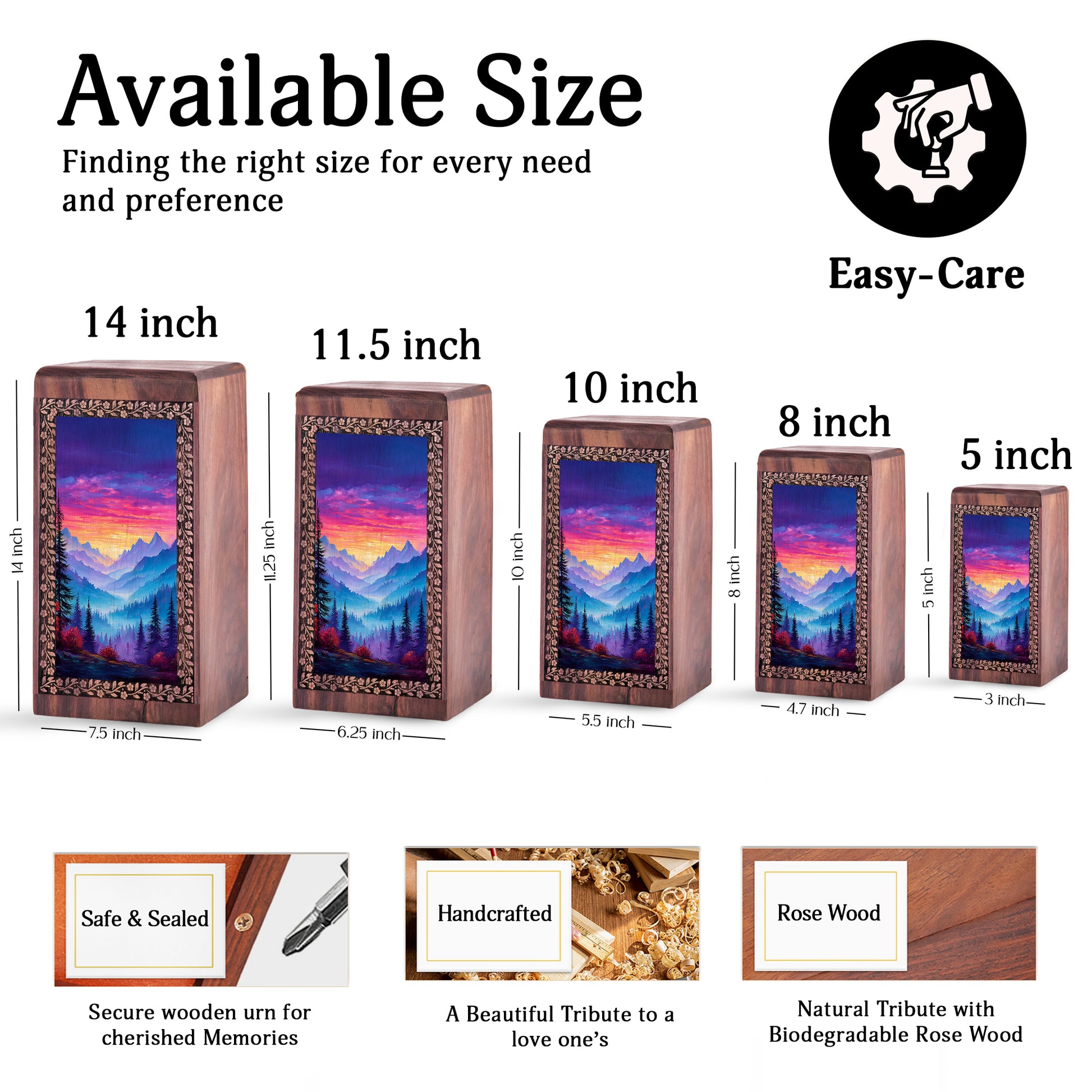 Colorful Printed Mountain Urn for Box - Handcrafted Urn For Funeral