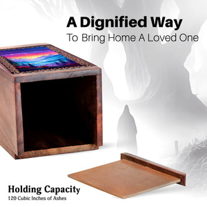 Colorful Printed Mountain Urn for Box - Handcrafted Urn For Funeral