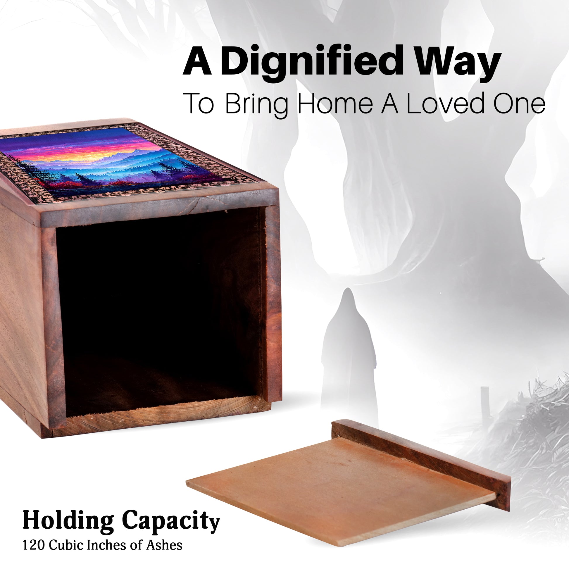 Colorful Printed Mountain Urn for Box - Handcrafted Urn For Funeral