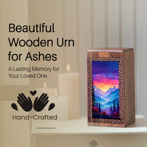 Colorful Printed Mountain Urn for Box - Handcrafted Urn For Funeral