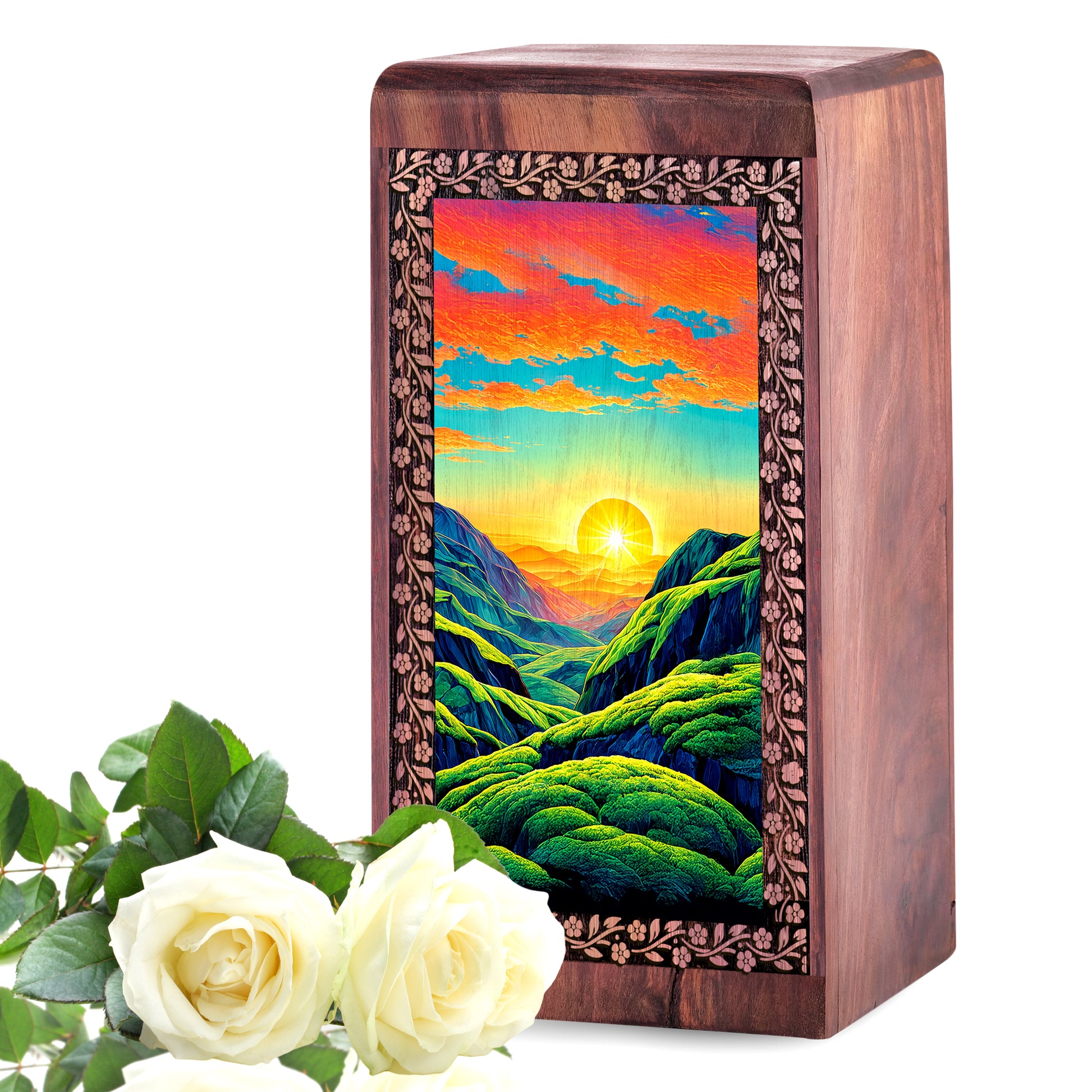 Printed Cremation Box For Men - Mountain Themed Urn For Adults