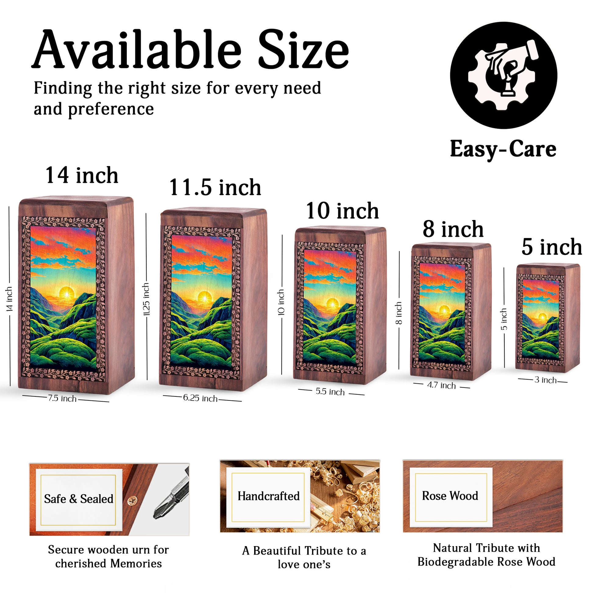 Printed Cremation Box For Men - Mountain Themed Urn For Adults
