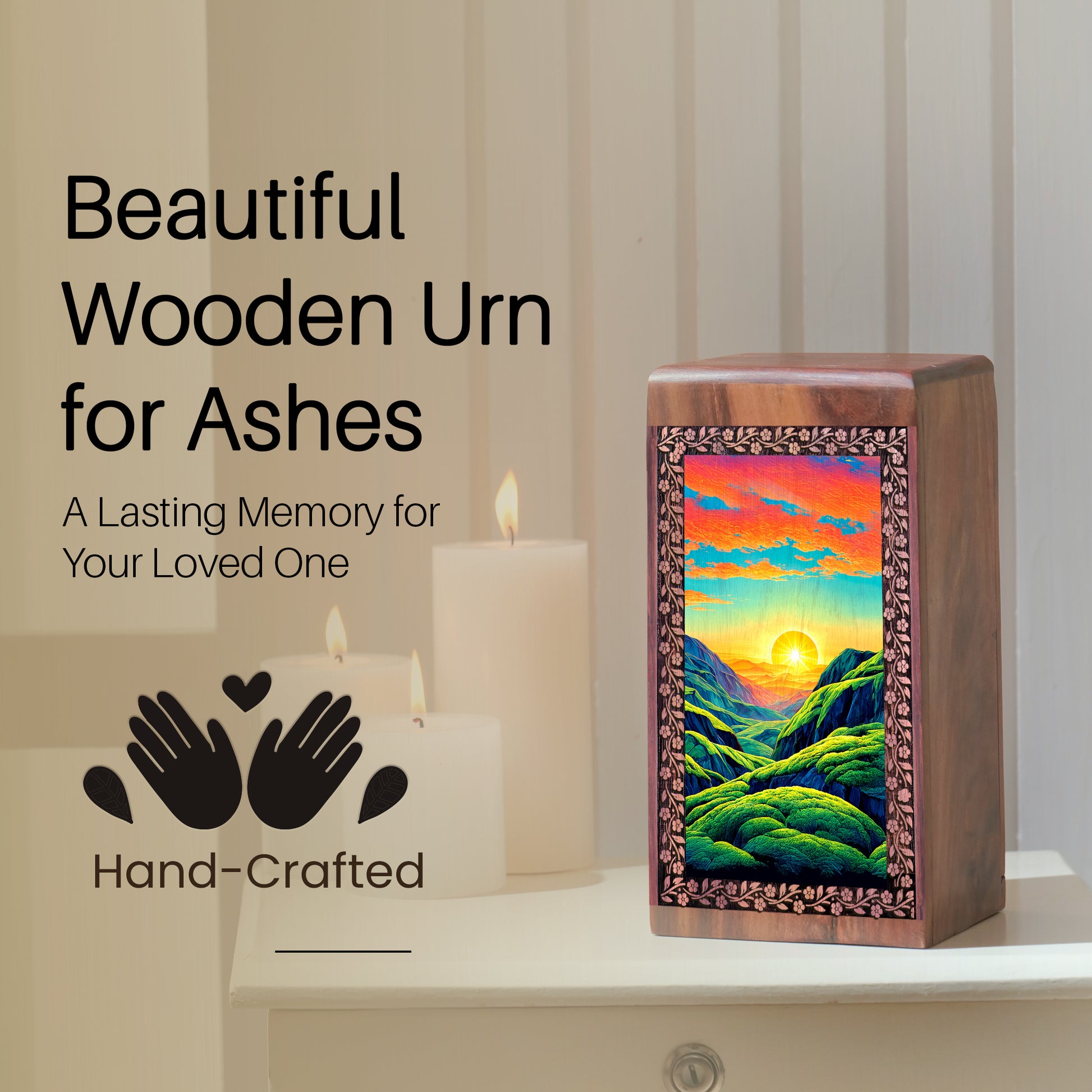 Printed Cremation Box For Men - Mountain Themed Urn For Adults