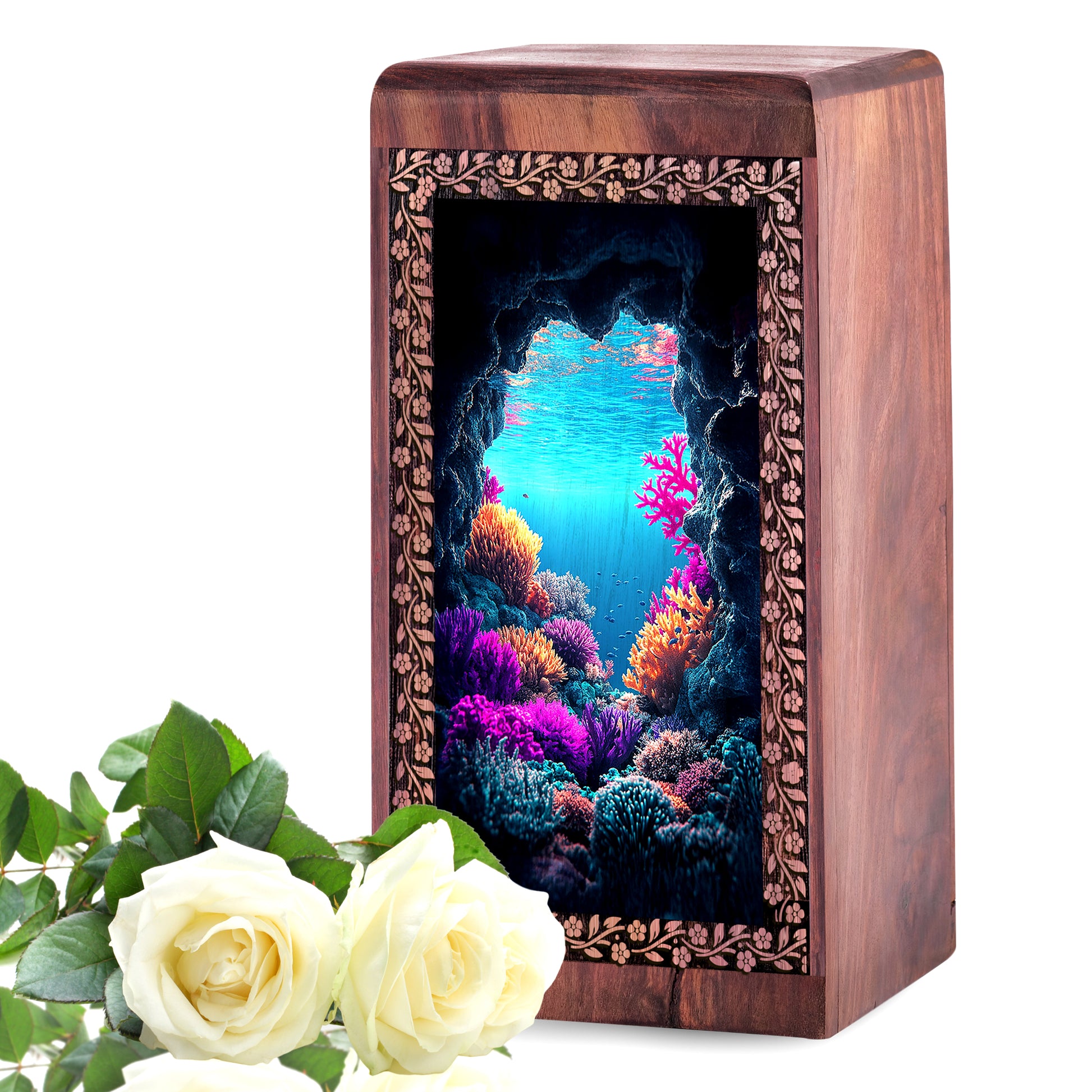 Ocean Memorial Ashes Box For Men & Women - Burial Ashes Urn For Adults