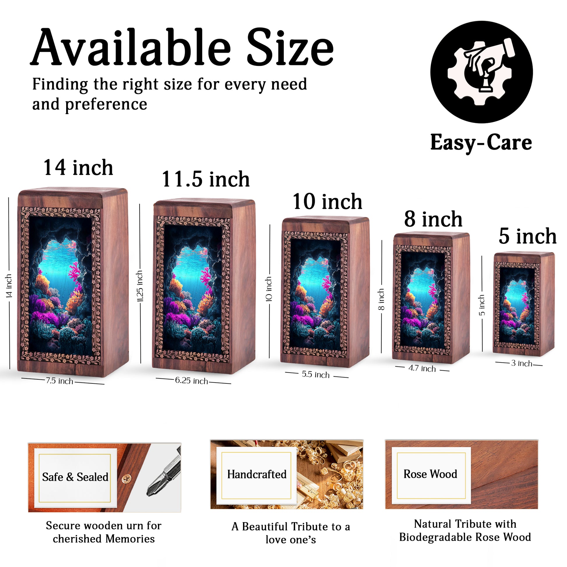 Ocean Memorial Ashes Box For Men & Women - Burial Ashes Urn For Adults