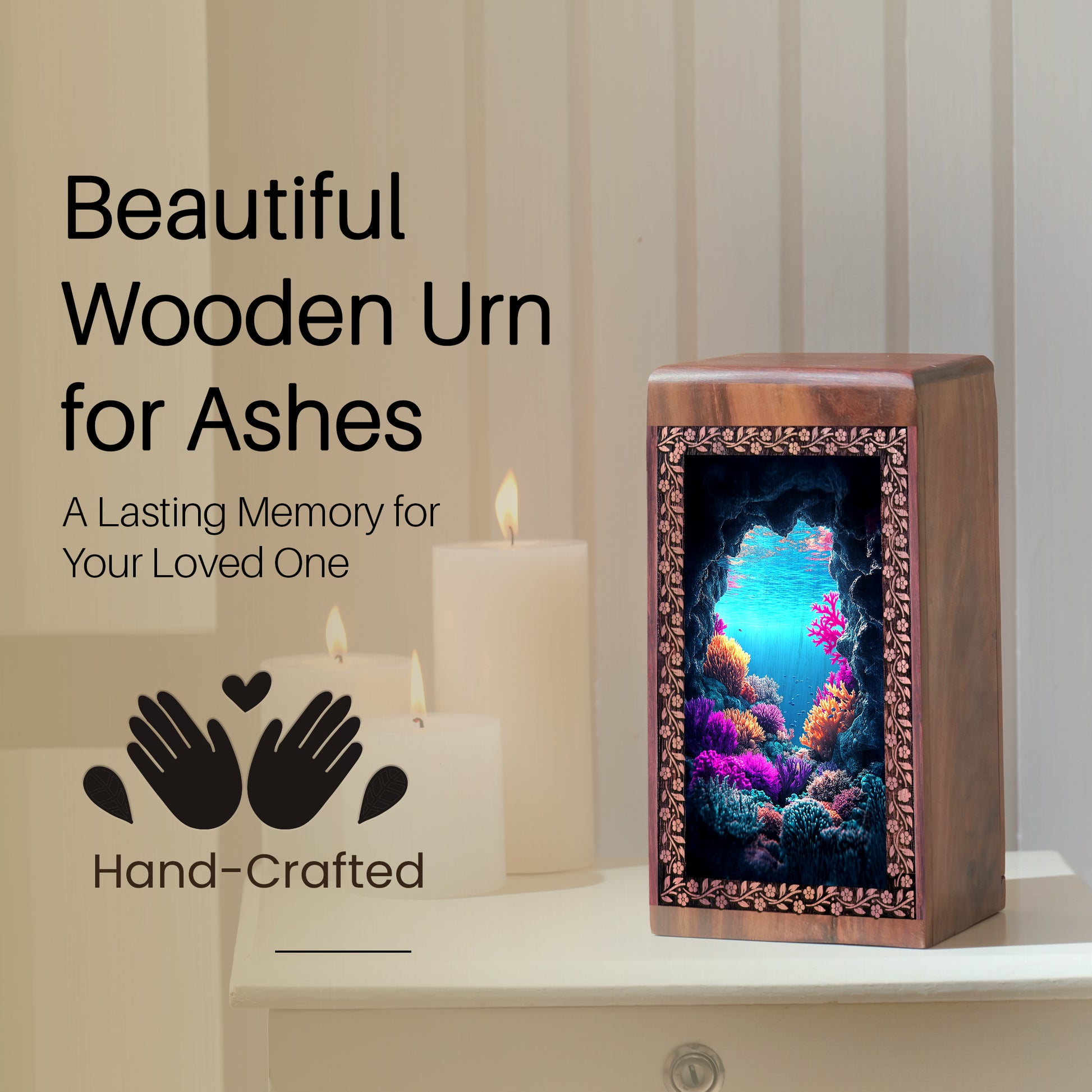 Ocean Memorial Ashes Box For Men & Women - Burial Ashes Urn For Adults