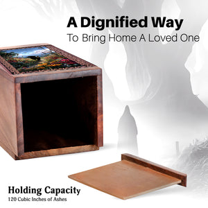 Beautiful Dog Wooden Memorial Urn - Wooden Cremation Urns For Pet Ashes