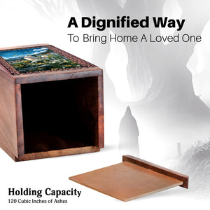 White Dog Wooden Cremation Urn - Rosewood Memorial Box Or Pet Ashes