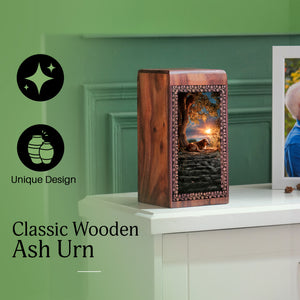 Dog Sunset Memorial Urn For Ashes - Rosewood Ashes Box Urn For Funeral