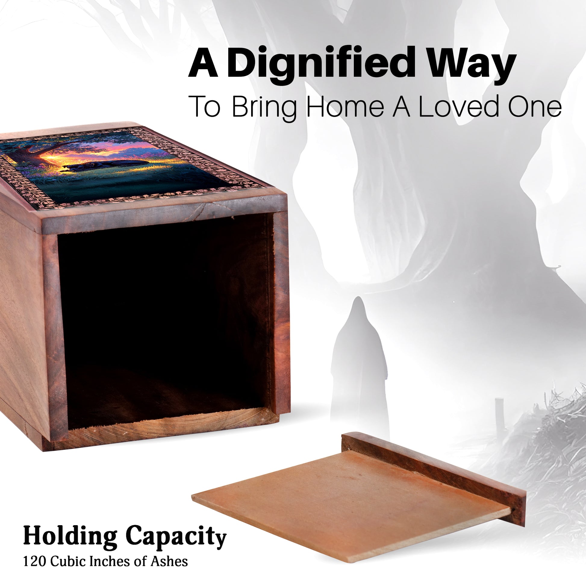 Black Dog Urn For Funeral - Handmade Wooden Cremation Box For Pets