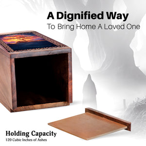 Wooden Cremation Box For Ashes Burial - Memorial Urn Box For Pet Dog