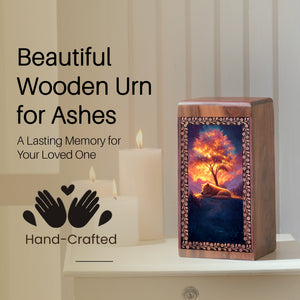 Wooden Cremation Box For Ashes Burial - Memorial Urn Box For Pet Dog