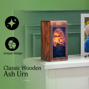 Wooden Cremation Box For Ashes Burial - Memorial Urn Box For Pet Dog