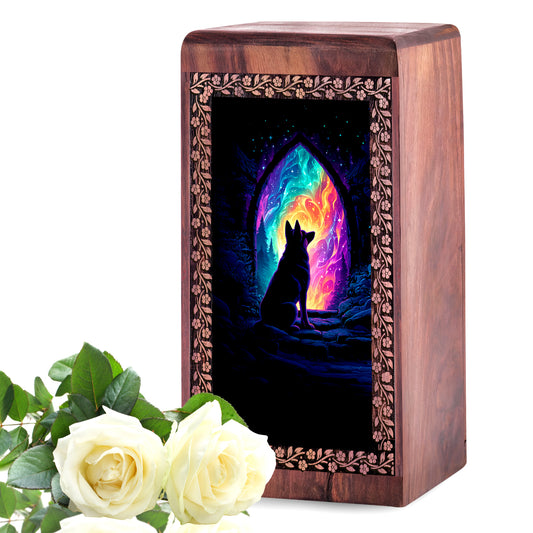 Unique Wooden Urn Box For Pet Dog - Colorful Memorial Ashes Urn Boxes