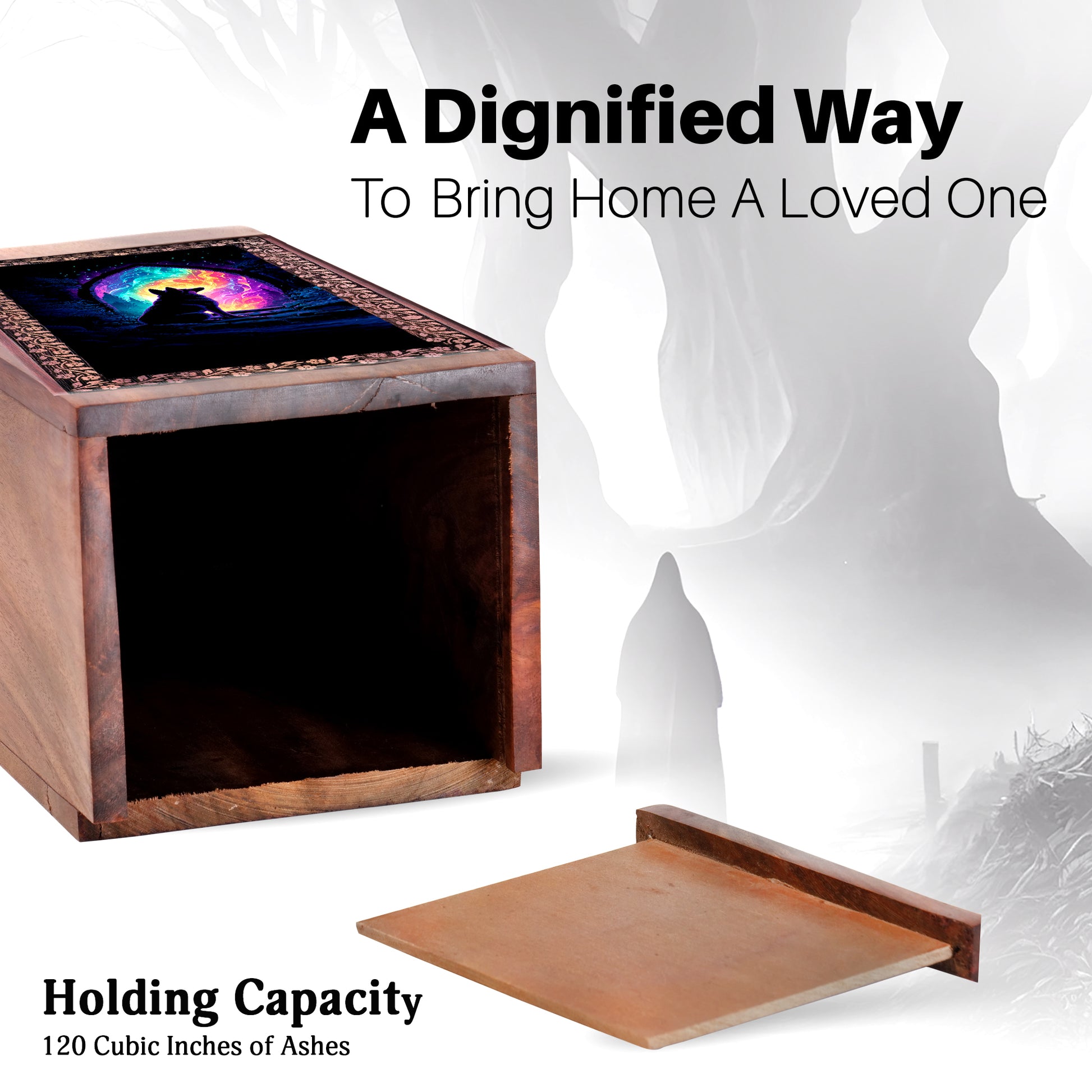 Unique Wooden Urn Box For Pet Dog - Colorful Memorial Ashes Urn Boxes