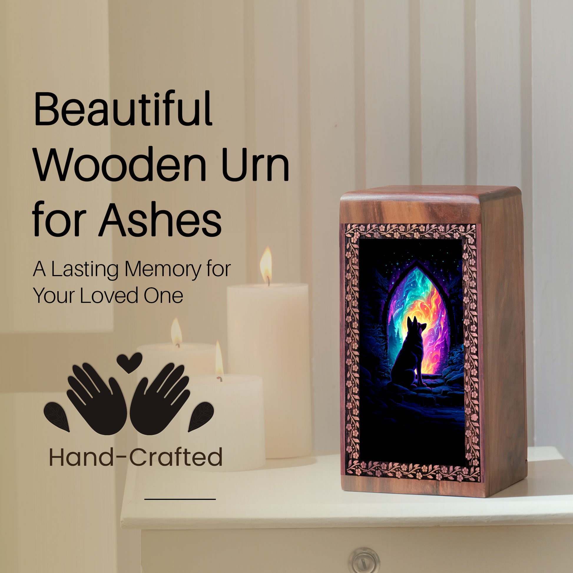 Unique Wooden Urn Box For Pet Dog - Colorful Memorial Ashes Urn Boxes