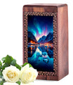 Aurora Borealis Themed Urn For Ashes - Ground Burial Urn For Men & Women