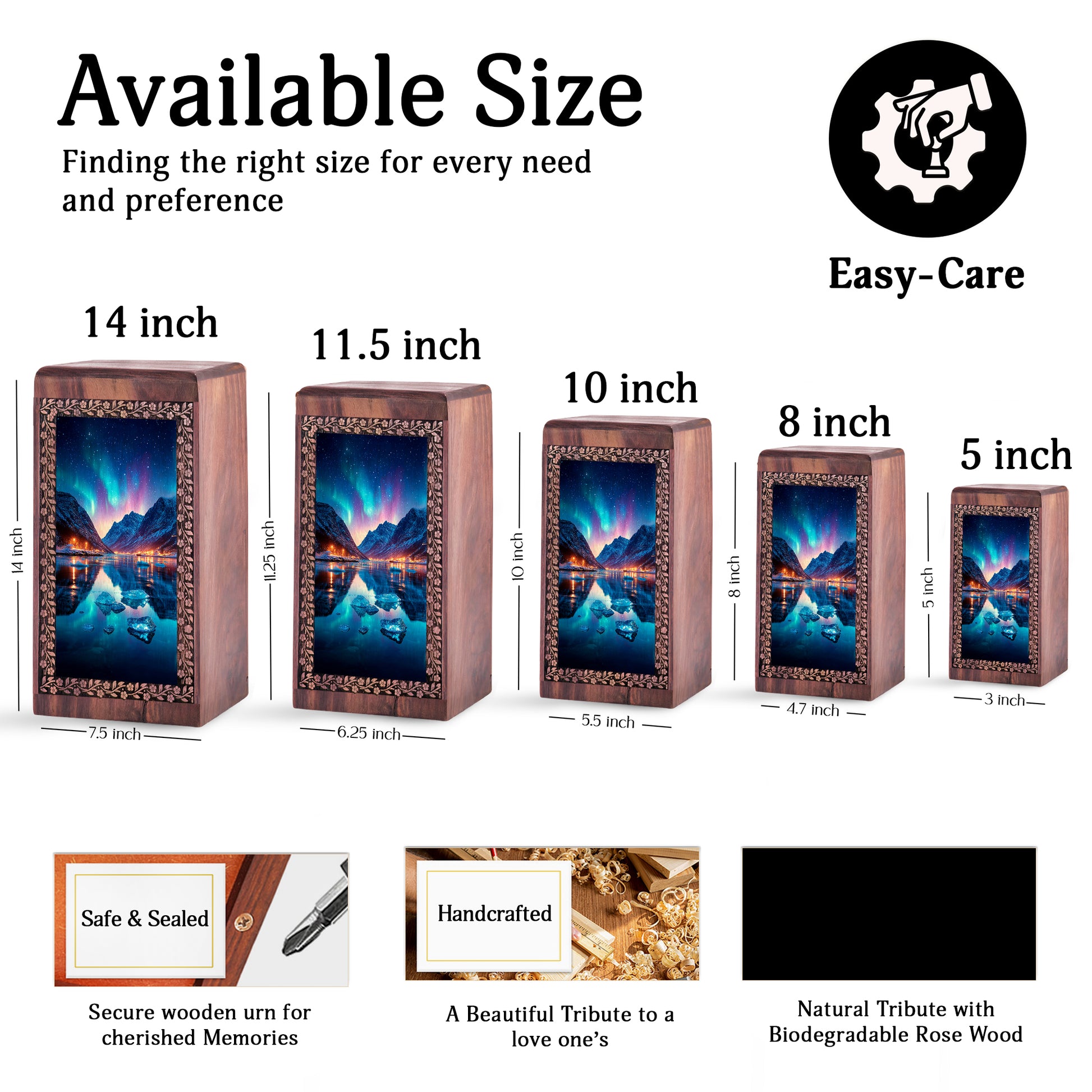 Aurora Borealis Themed Urn For Ashes - Ground Burial Urn For Men & Women