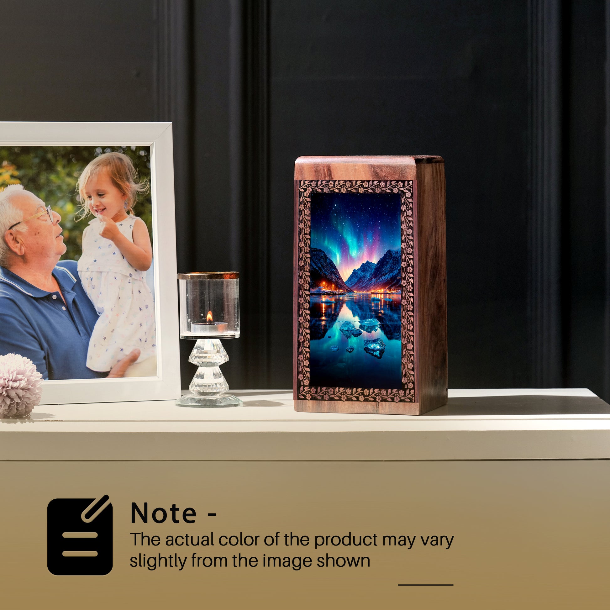 Aurora Borealis Themed Urn For Ashes - Ground Burial Urn For Men & Women