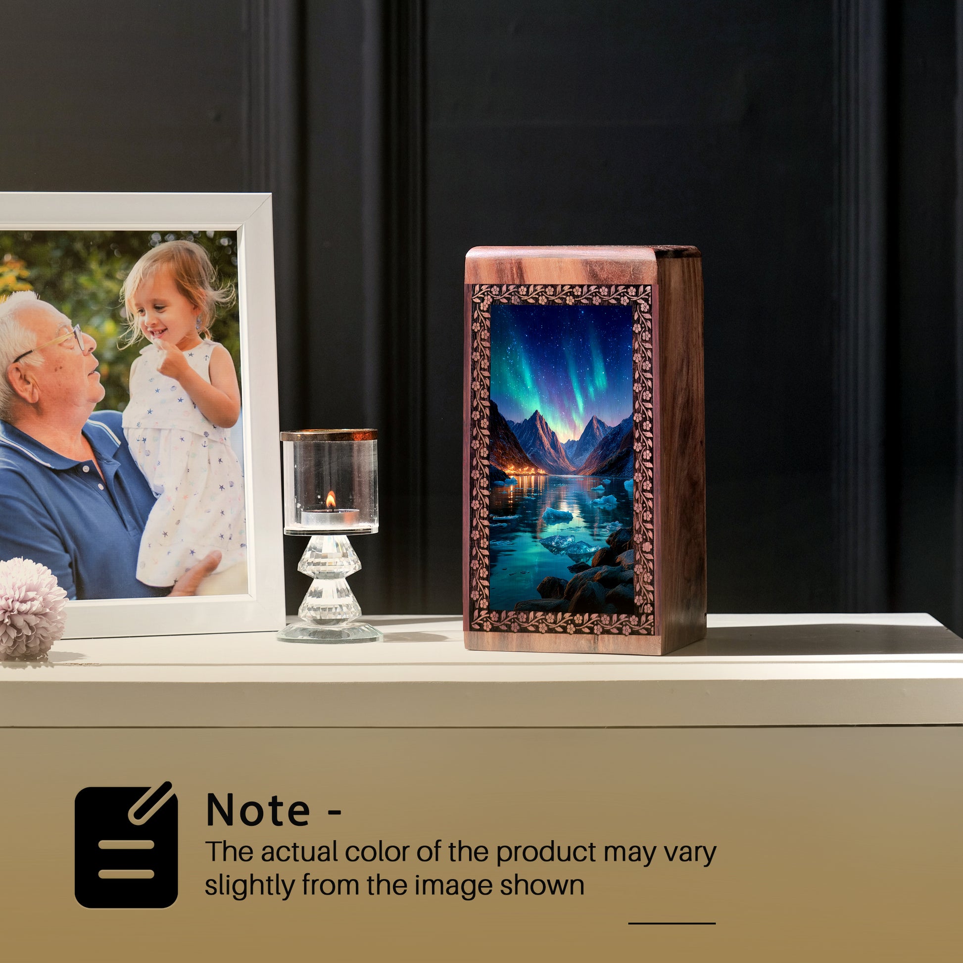 Beautiful Northern Lights Cremation Urn - Handcrafted Wooden Urns For Ashes