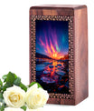 Aurora Borealis Wooden Urns - Customized Handcrafted Wooden Urns