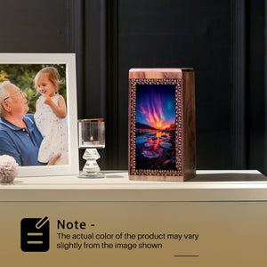 Aurora Borealis Wooden Urns - Customized Handcrafted Wooden Urns