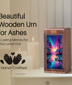 Aurora Borealis Lake Memorial Urn – Northern Lights Wooden Urn For Men & Women