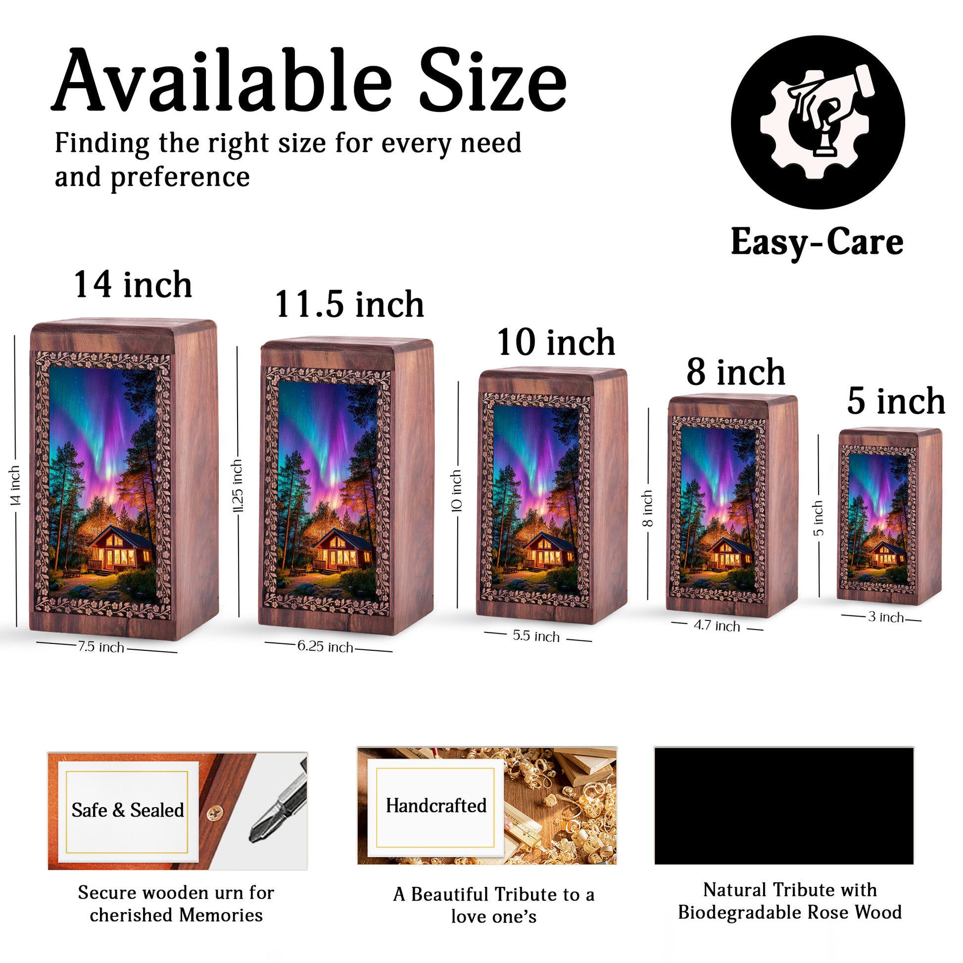 Northern Lights Memorial Urn â€“ Handcrafted Wooden Urn For Men & Women