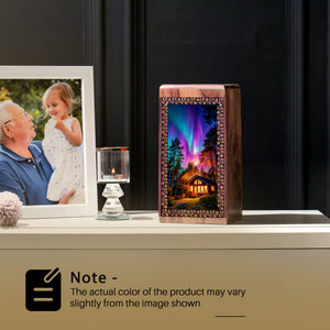 Northern Lights Memorial Urn â€“ Handcrafted Wooden Urn For Men & Women