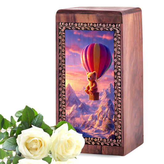 Teddy Bear Sunset Urn - Beautifully Handcraftedd Wooden Urns For Ashes