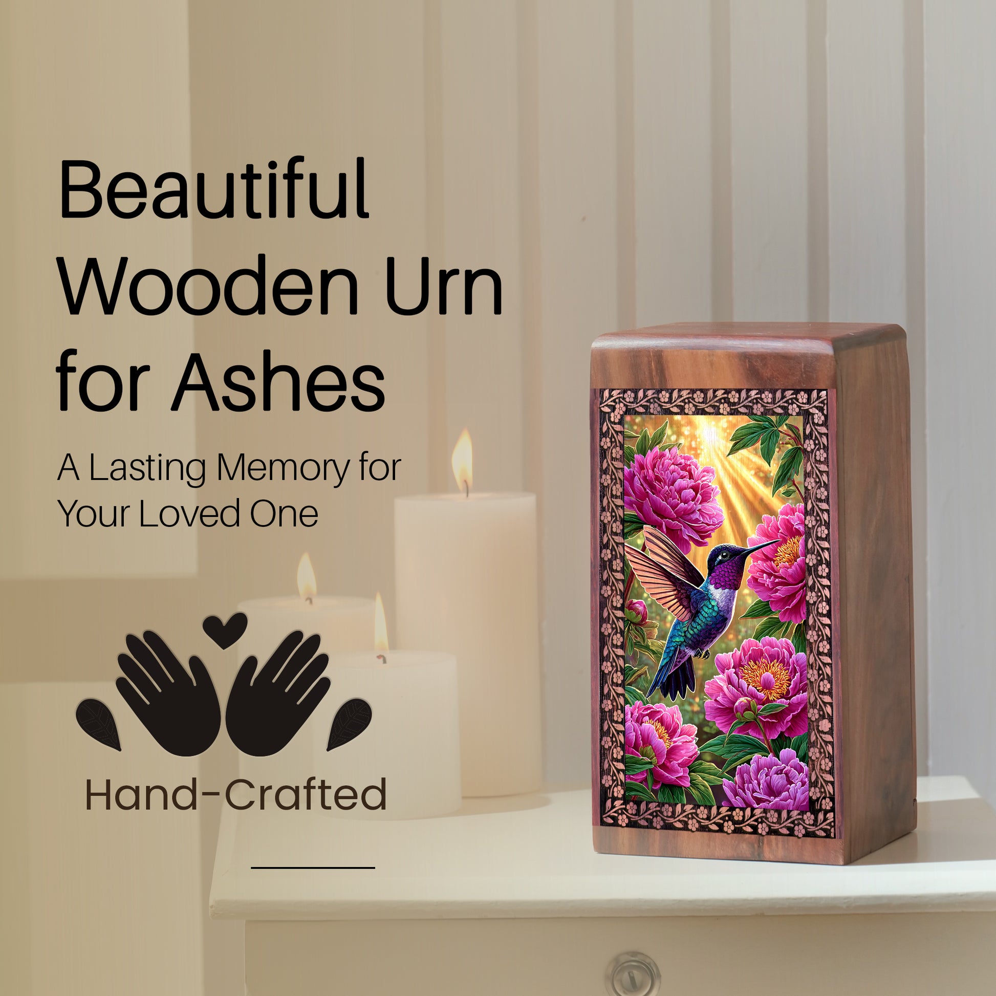 Humming Bird Cremation Urns - Wooden Box Urns For Humman Funeral Ashes