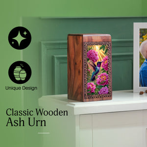 Humming Bird Cremation Urns - Wooden Box Urns For Humman Funeral Ashes