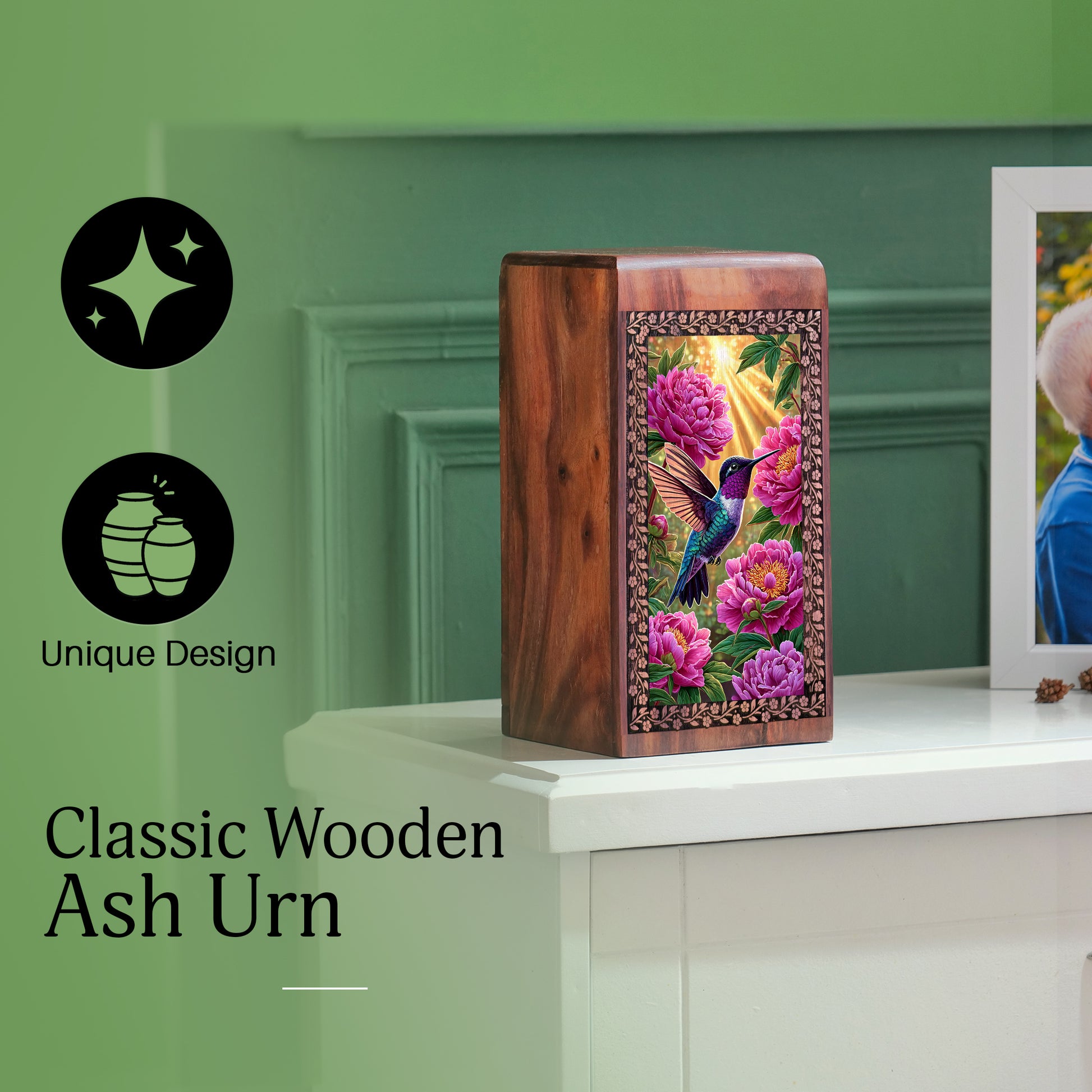 Humming Bird Cremation Urns - Wooden Box Urns For Humman Funeral Ashes