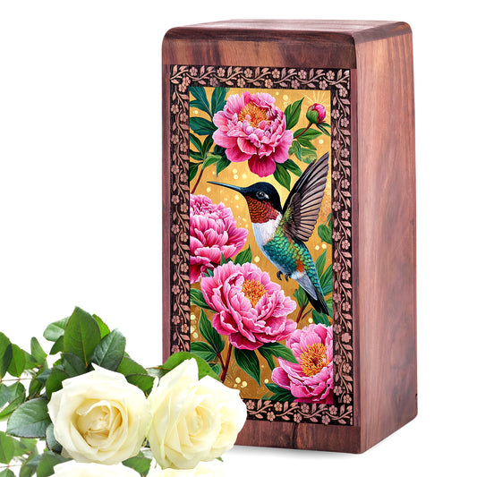Humming Bird Themed Cremation Ashes Urn - Roses Memorial Urn For Adults
